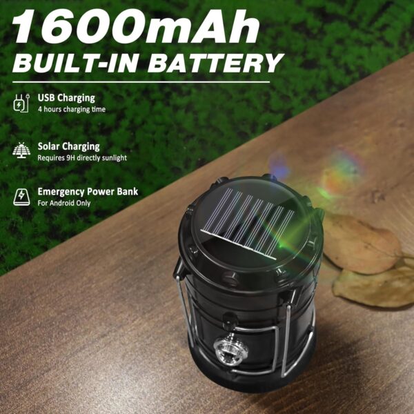 DIBMS 4-Pack Solar Camping Lantern, Collapsible LED Solar USB Rechargeable Lantern Flashlight Emergency Hanging Lights for Camping Hurricanes Power Outages Indoor Outdoor