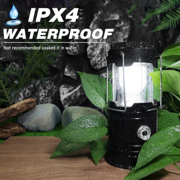 DIBMS 4-Pack Solar Camping Lantern, Collapsible LED Solar USB Rechargeable Lantern Flashlight Emergency Hanging Lights for Camping Hurricanes Power Outages Indoor Outdoor