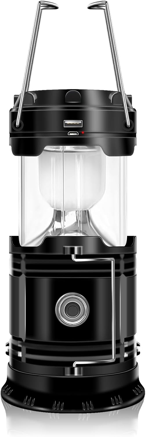 DIBMS 4-Pack Solar Camping Lantern, Collapsible LED Solar USB Rechargeable Lantern Flashlight Emergency Hanging Lights for Camping Hurricanes Power Outages Indoor Outdoor