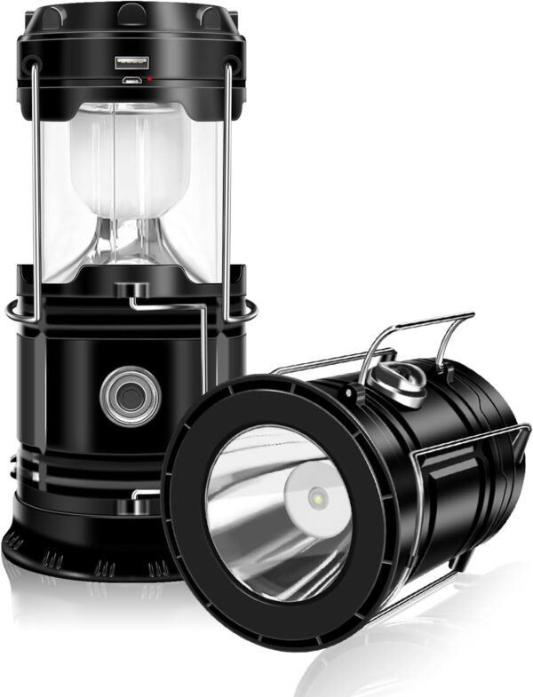 DIBMS 4-Pack Solar Camping Lantern, Collapsible LED Solar USB Rechargeable Lantern Flashlight Emergency Hanging Lights for Camping Hurricanes Power Outages Indoor Outdoor